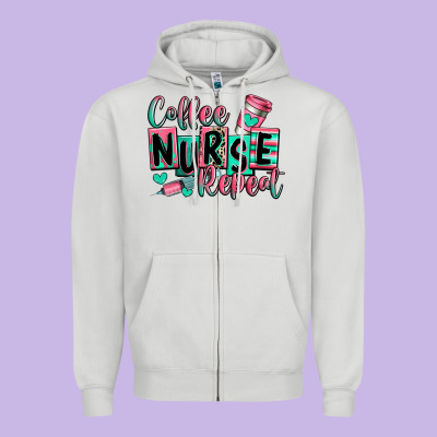 Zipper Hoodie coffee nurse repeat