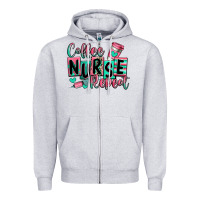 Heather Grey coffee nurse repeat Zipper Hoodie - RanaPortraitStore