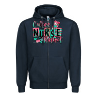 Navy coffee nurse repeat Zipper Hoodie - RanaPortraitStore