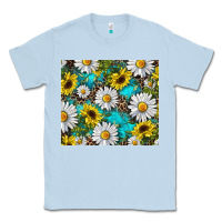Dusty Blue western daisy and sunflower Classic Tee - RanaPortraitStore