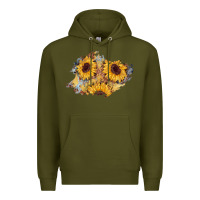 Army Green sunflower glitter leather patch Premium Hoodie - AdoDesignShop