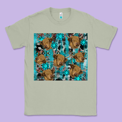 Western Aztec Highland Cow Classic Tee Designed By Ranaportraitstore