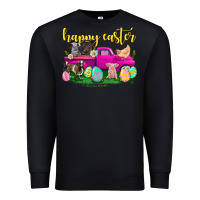Black happy easter truck with farm animal Premium Sweatshirt - Neo Western