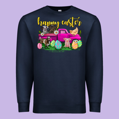 Happy Easter Truck With Farm Animal Premium Sweatshirt Designed By Neo Western