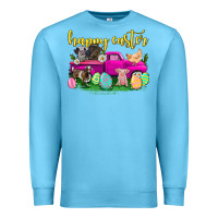 Ocean Blue happy easter truck with farm animal Premium Sweatshirt - Neo Western