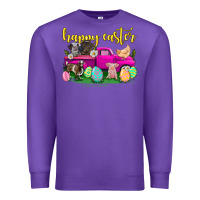 Purple happy easter truck with farm animal Premium Sweatshirt - Neo Western