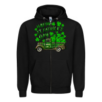 Black happy st. patricks day shamrock farm truck Zipper Hoodie - RanaPortraitStore