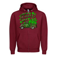 Burgundy happy st. patricks day shamrock farm truck Zipper Hoodie - RanaPortraitStore
