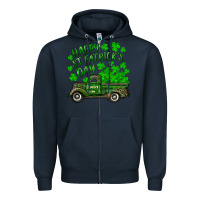 Navy happy st. patricks day shamrock farm truck Zipper Hoodie - RanaPortraitStore