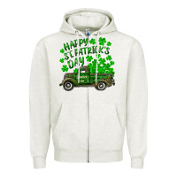 Happy St. Patricks Day Shamrock Farm Truck Zipper Hoodie | Teevron