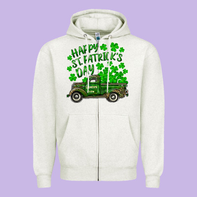 Zipper Hoodie happy st. patricks day shamrock farm truck