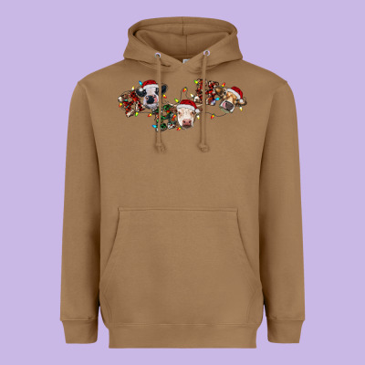 Hohoho Christmas Cows Heavyweight Hoodie Designed By Ranaportraitstore