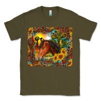 Army Green western horse and sunflower Classic Tee - RanaPortraitStore