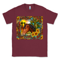 Burgundy western horse and sunflower Classic Tee - RanaPortraitStore