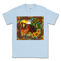Dusty Blue western horse and sunflower Classic Tee - RanaPortraitStore