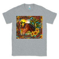 Heather Grey western horse and sunflower Classic Tee - RanaPortraitStore