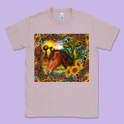 Western Horse And Sunflower Classic Tee Designed By Ranaportraitstore
