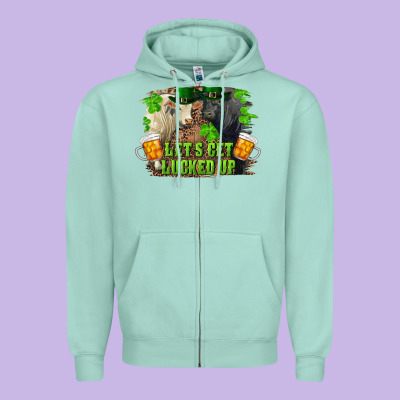 Zipper Hoodie lets get lucked up charolais and black angus bull