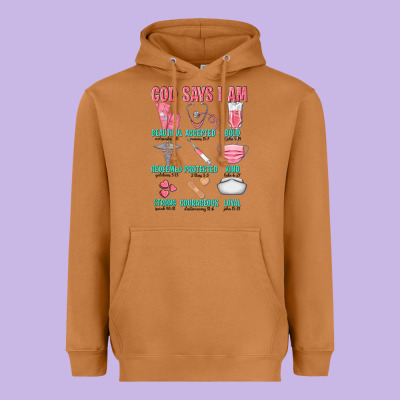 God Says I Am Heavyweight Hoodie Designed By Texasbilliewilder
