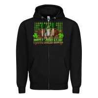Black happy st. patricks day horses with leprechaun Zipper Hoodie - RanaPortraitStore