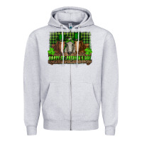 Heather Grey happy st. patricks day horses with leprechaun Zipper Hoodie - RanaPortraitStore