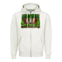 Oatmeal Heather happy st. patricks day horses with leprechaun Zipper Hoodie - RanaPortraitStore