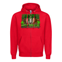 Red happy st. patricks day horses with leprechaun Zipper Hoodie - RanaPortraitStore