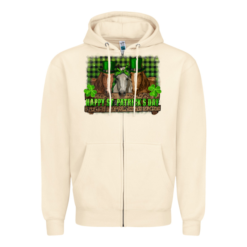 Happy St. Patricks Day Horses With Leprechaun Zipper Hoodie by RanaPortraitStore | Teevron