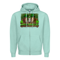 Seafoam happy st. patricks day horses with leprechaun Zipper Hoodie - RanaPortraitStore