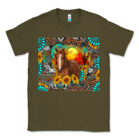 Army Green western horse and desert tumbler Classic Tee - RanaPortraitStore