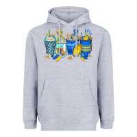 Heather Grey down syndrome coffee cups Heavyweight Hoodie - Zillion Design Studio