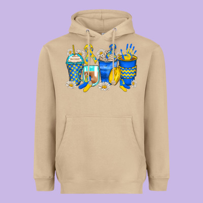 Down Syndrome Coffee Cups Heavyweight Hoodie Designed By Zillion Design Studio