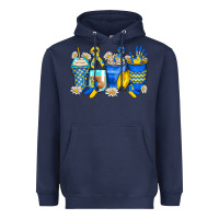 Navy down syndrome coffee cups Heavyweight Hoodie - Zillion Design Studio