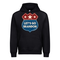 Black Let's Go Brandon Shield Patch Urban Hoodie - Jasminsmagicworld