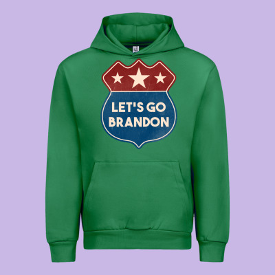 Let's Go Brandon Shield Patch Urban Hoodie Designed By Jasminsmagicworld