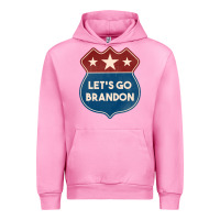 Fuchsia Pink Let's Go Brandon Shield Patch Urban Hoodie - Jasminsmagicworld