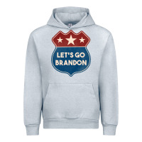 Heather Grey Let's Go Brandon Shield Patch Urban Hoodie - Jasminsmagicworld