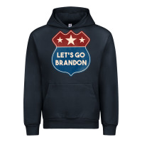 Navy Let's Go Brandon Shield Patch Urban Hoodie - Jasminsmagicworld