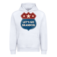 White Let's Go Brandon Shield Patch Urban Hoodie - Jasminsmagicworld