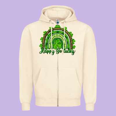 Zipper Hoodie st. patricks day happy go lucky
