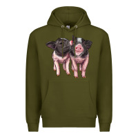Army Green cute baby pigs Premium Hoodie - Artiststas