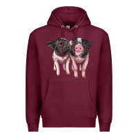 Burgundy cute baby pigs Premium Hoodie - Artiststas