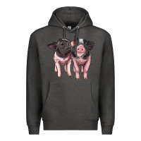 Charcoal Heather cute baby pigs Premium Hoodie - Artiststas