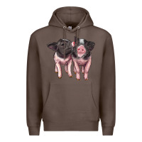 Coffee cute baby pigs Premium Hoodie - Artiststas