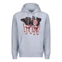 Heather Grey cute baby pigs Premium Hoodie - Artiststas