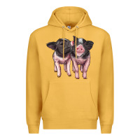 Mustard cute baby pigs Premium Hoodie - Artiststas