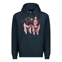 Navy cute baby pigs Premium Hoodie - Artiststas