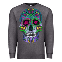 Charcoal Heather sugar skull Premium Sweatshirt - FaDigitalArtStudio