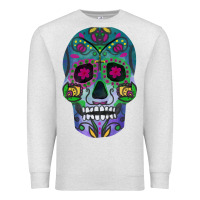 Oatmeal Heather sugar skull Premium Sweatshirt - FaDigitalArtStudio