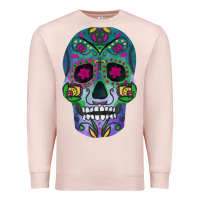 Pale Pink sugar skull Premium Sweatshirt - FaDigitalArtStudio